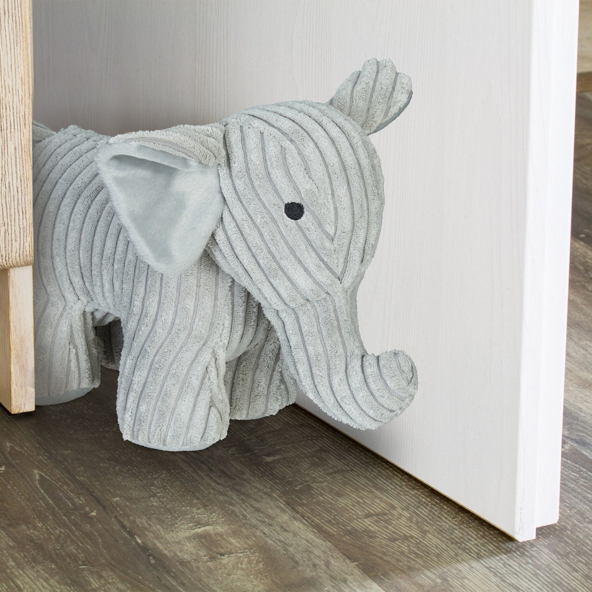 Relaxdays Elefant Türstopper – Polyester/Sand – Grau – 140 × 220 × 380 mm