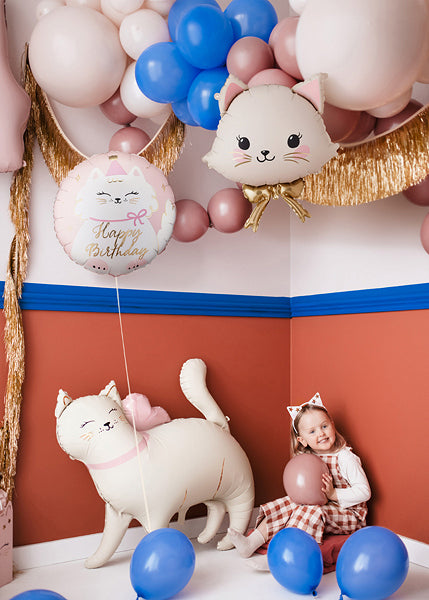 PartyDeco Folienballon Kätzchen – Weiss – 50 × 60 cm – 2 Stk