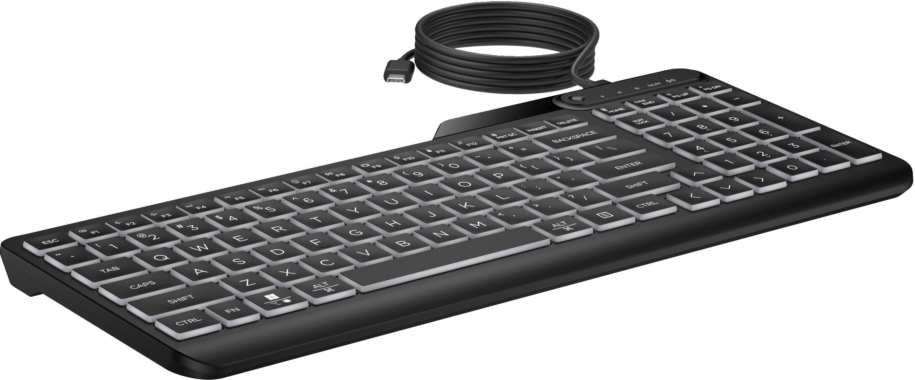 HP 405 – Tastatur – Membran, kabelgebunden – USB-C – beleuchtet – Schwarz