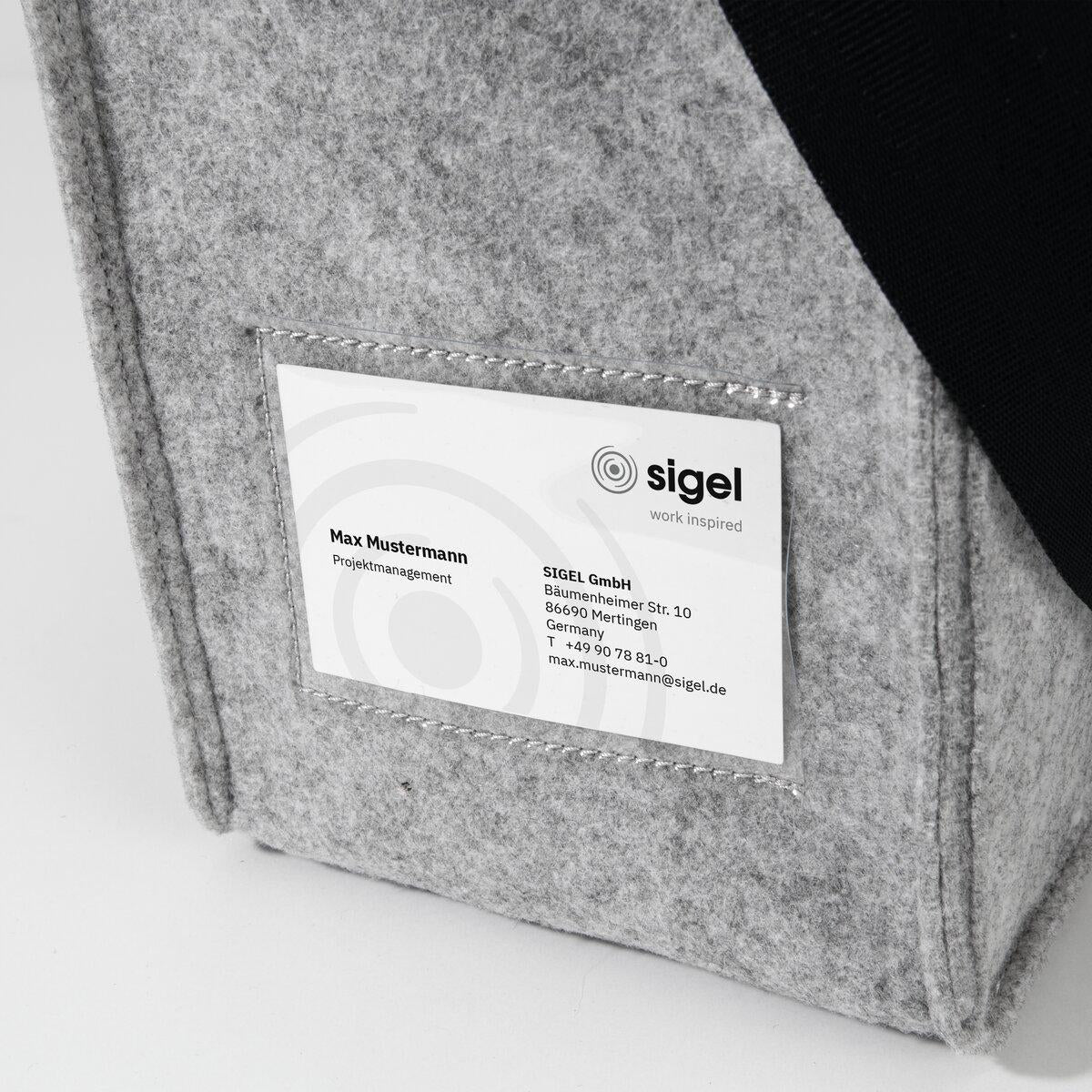 Sigel Tragetasche Desk Sharing Bag Classic L – 21 l, rPET-Filz, Hellgrau, 50 × 28 × 15 cm