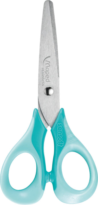 Maped Sensoft 3D Pastell Kinderschere 13,0 cm, abgerundet, für Rechtshänder – Stahl, Softgrip, farbig sortiert