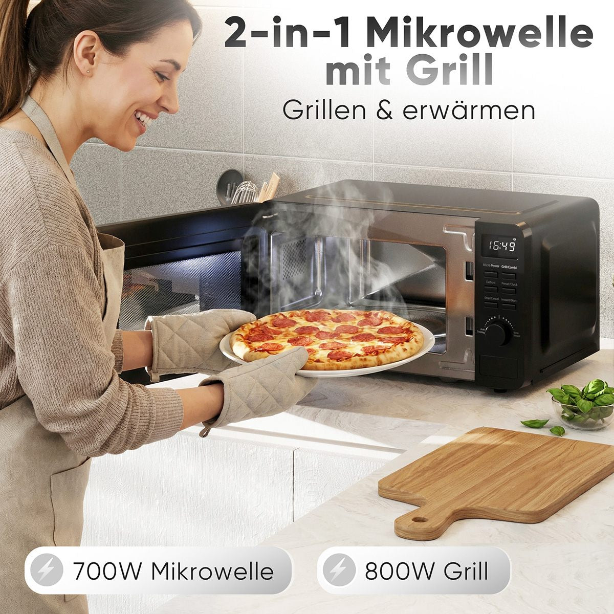 ProfiCook Grill-Mikrowelle PC-MWG 1319 – 20 l, Grill, 700 W – Schwarz