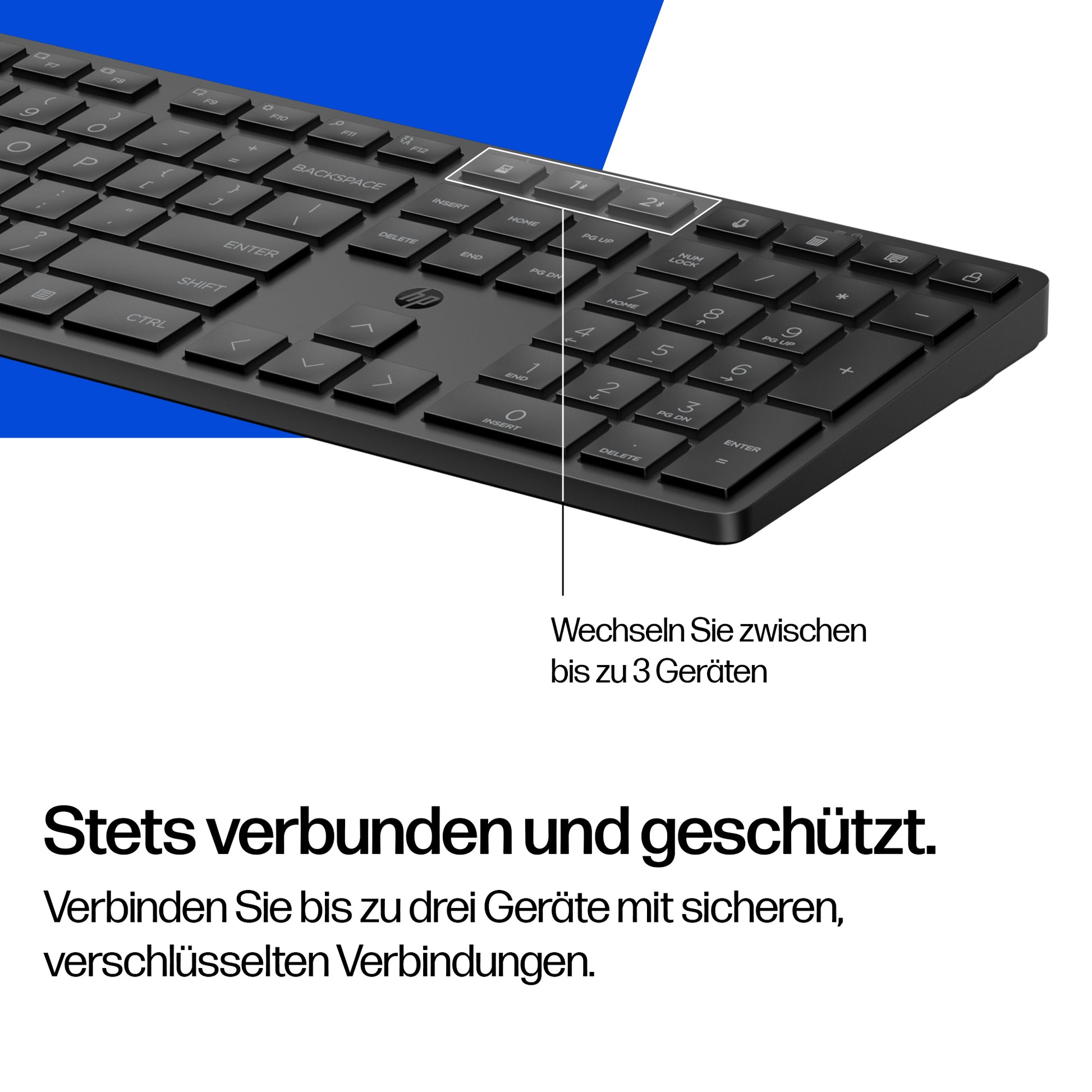 HP 490K – Tastatur – Bluetooth & 2,4 GHz (USB‑A) – QWERTY – Schwarz
