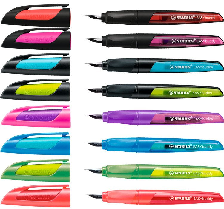 STABILO EASYbuddy – Federspitze M – für Rechts- & Linkshänder – Schwarz/Limette, Blau – Patronen