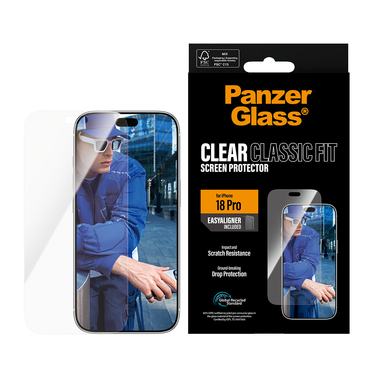 PanzerGlass Displayschutz (Folie), Case Friendly – für iPhone 18 Pro – mit Applikator