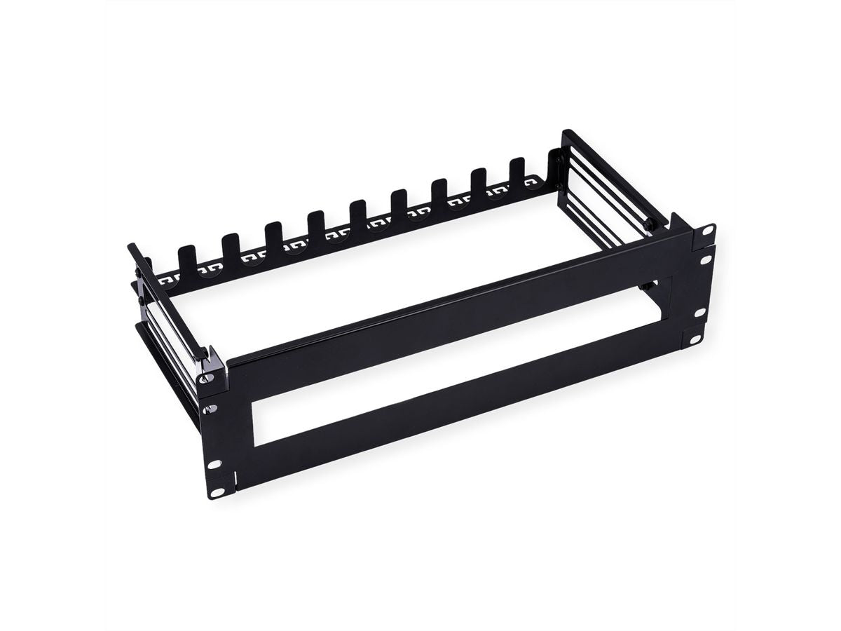 VALUE 19" Tragrahmen für Hutschienengeräte – Rack-Zubehör – 3U, Tragkraft 6 kg, Schwarz