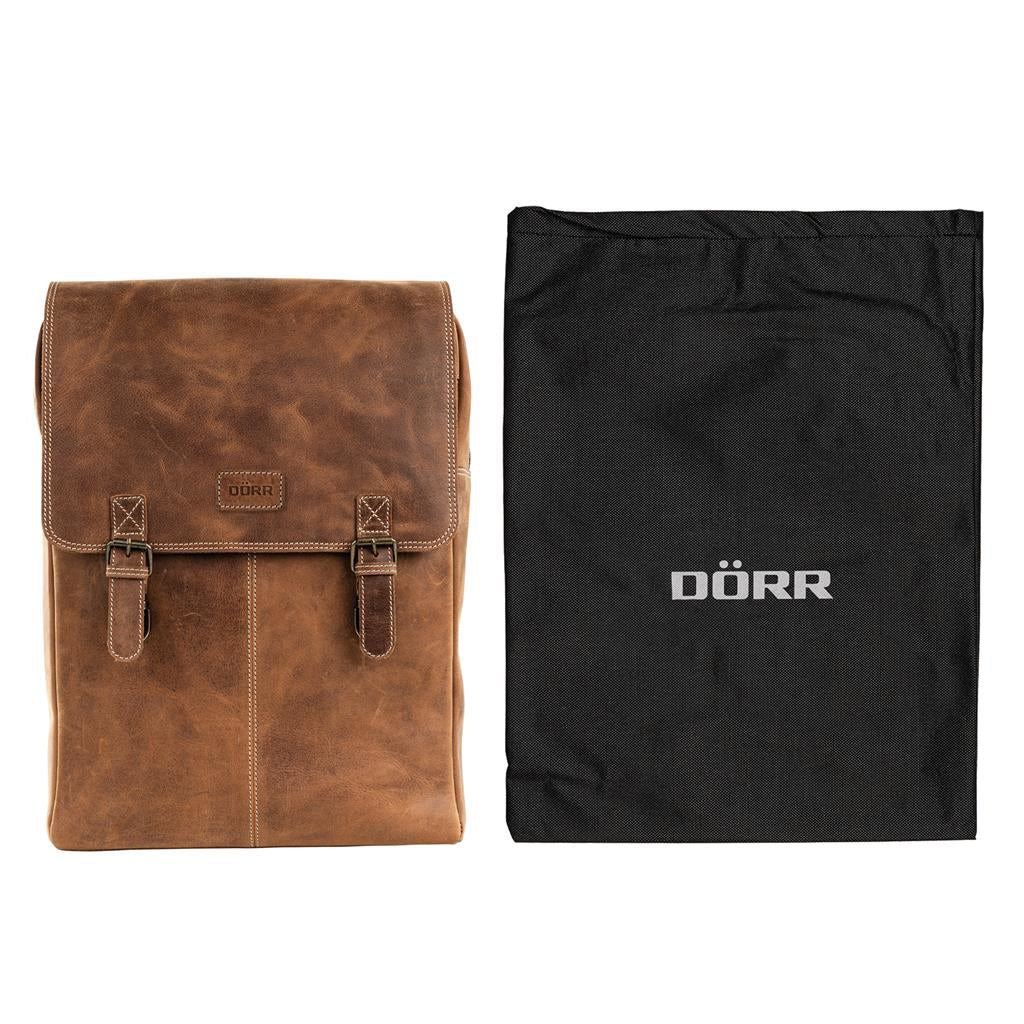 Dörr Kamerarucksack Kapstadt – 170 × 430 × 320 mm, 20 l – Herausnehmbares Kamerafach – Leder, Cognac