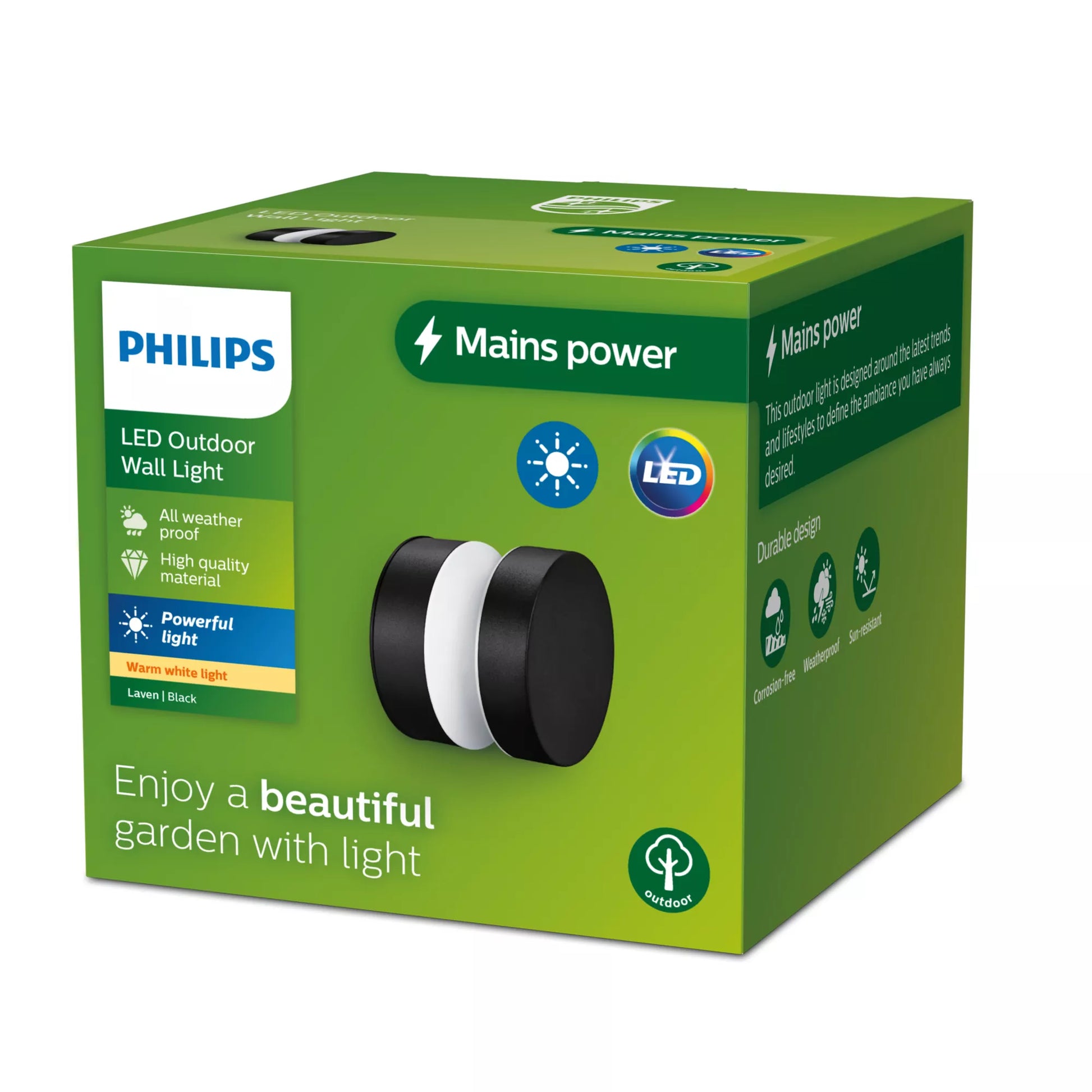 Philips by Signify Philips Aussenwandleuchte – 720 lm, 6 W – Warmweiss, 2700 K – IP44 – Netzbetrieb – Schwarz, Edelstahl