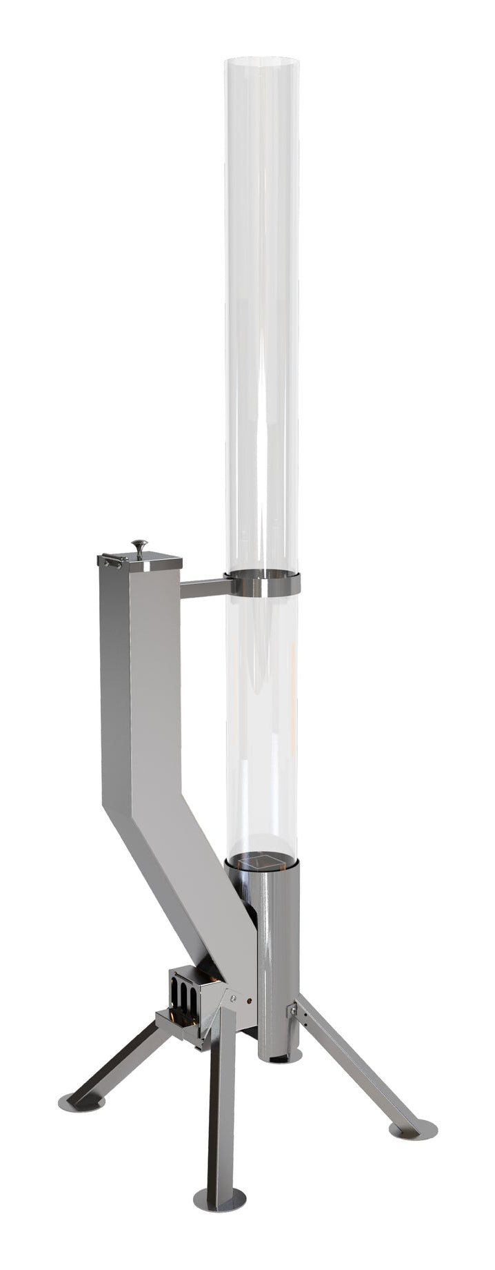 Gardenflare Premium Feuerrohr – Ø 10 × 148 cm – Edelstahl & Borosilikatglas, Silber