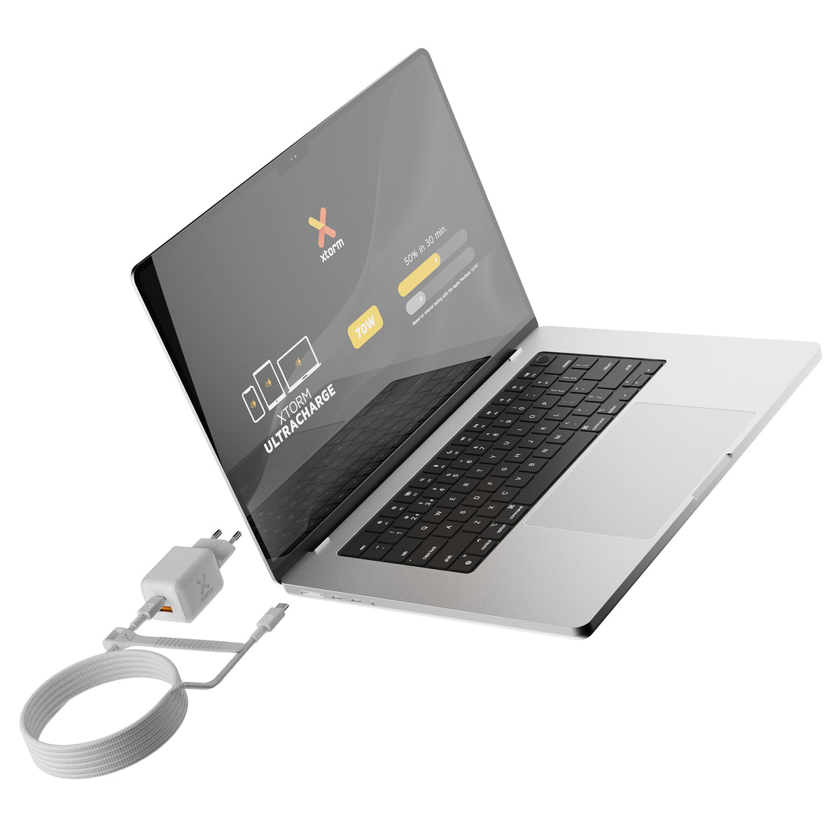 Xtorm XECNG700 USB-Ladegerät 70 W – USB-C×1, USB-A×1 – PD 3.0, QC 3.0, GaN – Weiss