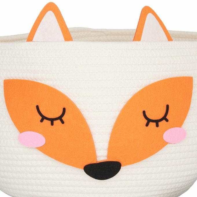 Relaxdays Aufbewahrungskorb – Baumwolle – Weiss/Orange – Ø 350 × 260 mm