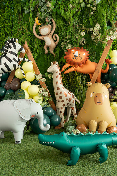 PartyDeco Folienballon Krokodil – grün – 126 × 36 cm – Folie – 1 Stk