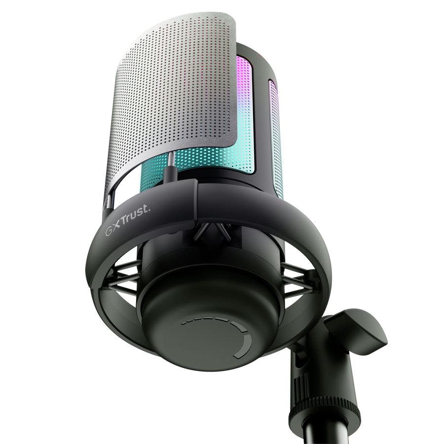 Trust GXT238 – Tischmikrofon – USB-A/USB-C/3,5 mm Klinke, Niere, 16 Bit/48 kHz, für PC/Laptop/PS5, Schwarz