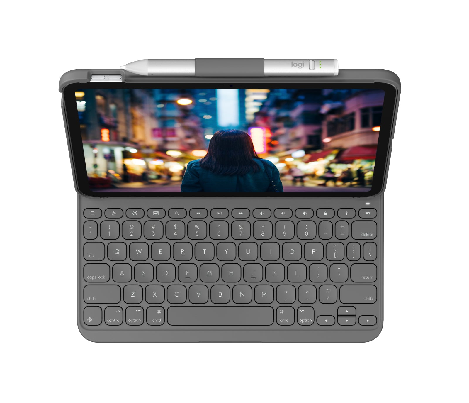 Logitech Slim Folio – Tastatur, CH-Layout (DE-CH), Grau – für iPad (10. Generation)
