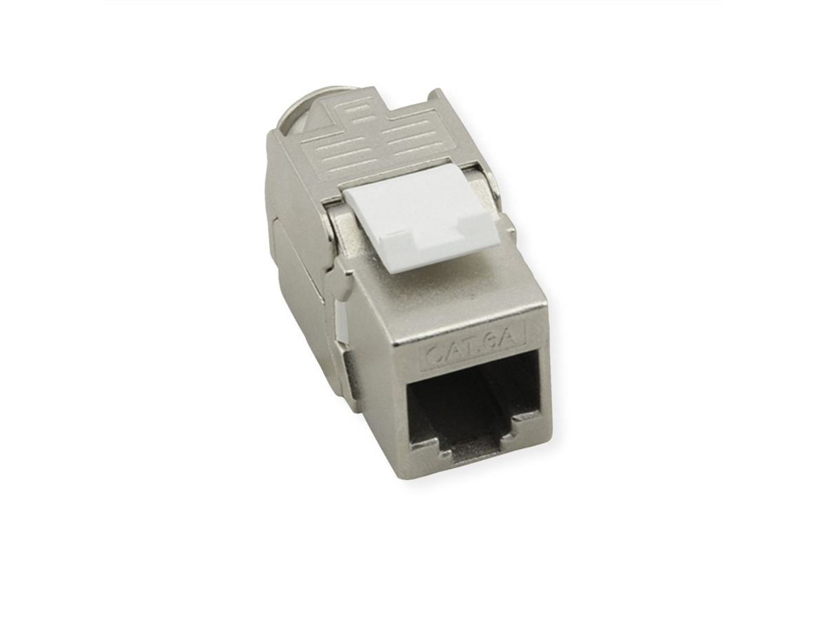 VALUE RJ-45 Keystone Buchse – Cat8.1 / Klasse I, geschirmt, werkzeuglos, 1× RJ-45, silberfarben