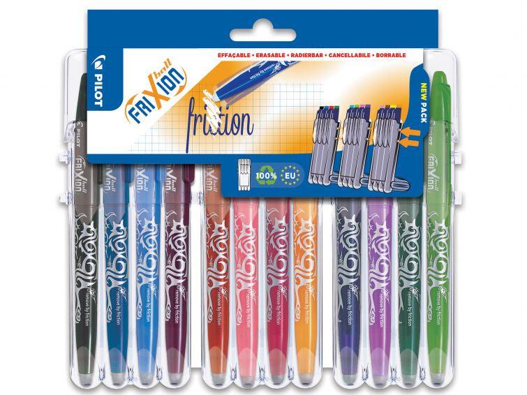 Pilot FriXion Ball Set2Go – Tintenroller-Set, radierbar, mit Kappe, 0,7 mm, farbig sortiert, 12er Etui