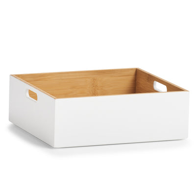 Zeller Present Aufbewahrungsbox – Bambus – Weiss – mit Griff – 300 × 105 × 270 mm