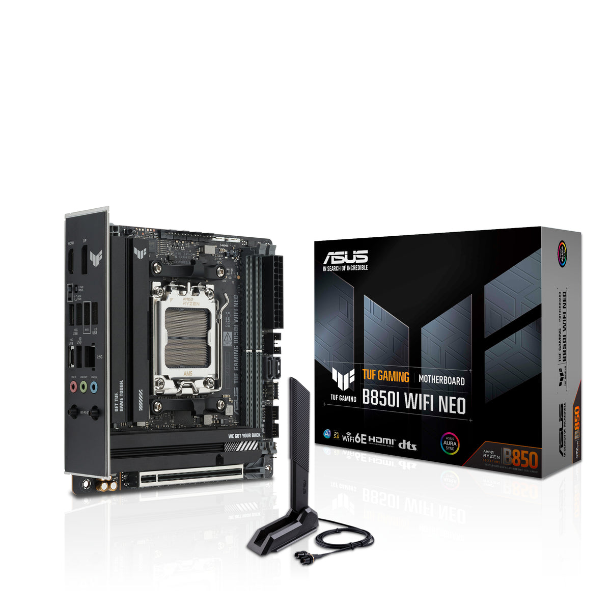 ASUS TUF GAMING B850I WIFI NEO – Mainboard – Sockel AM5, AMD B850, mITX, 2×DDR5