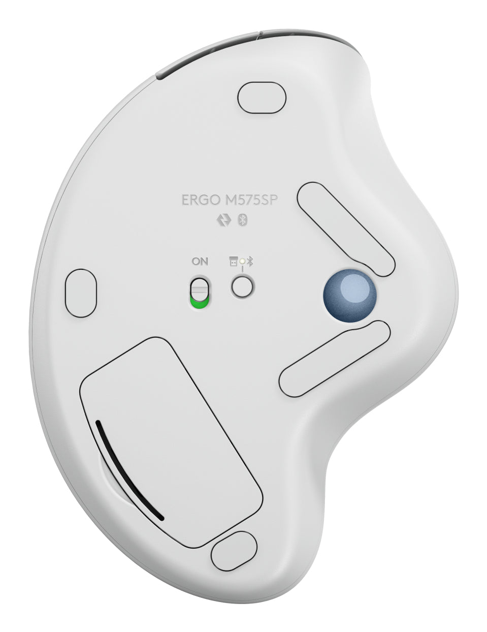 Logitech ERGO M575S – Trackball-Maus – Kabellos (Bluetooth/2,4 GHz), Rechts, Blau, Weiss