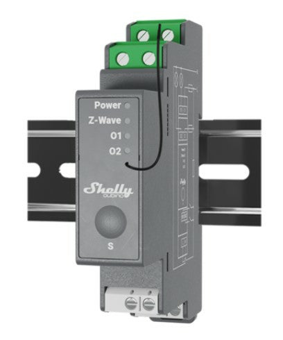 Shelly Wave Pro 2 – Schaltaktor – 2 Kanäle, 16 A pro Kanal, DIN-Schiene – für Z-Wave