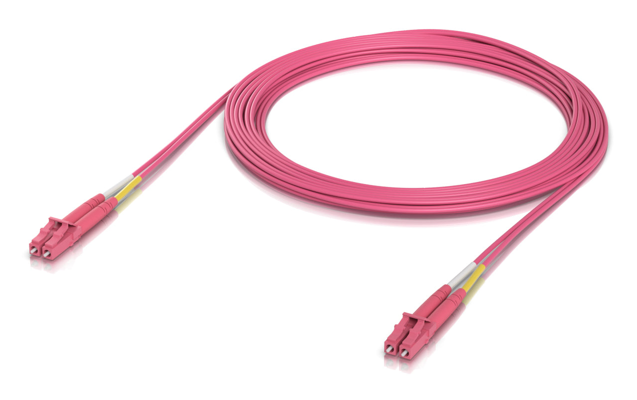 Ubiquiti LWL-Patchkabel – LC-LC Duplex, OM4 Multi-Mode, UPC, 5 m, LSZH, Rosa, Einzelpack