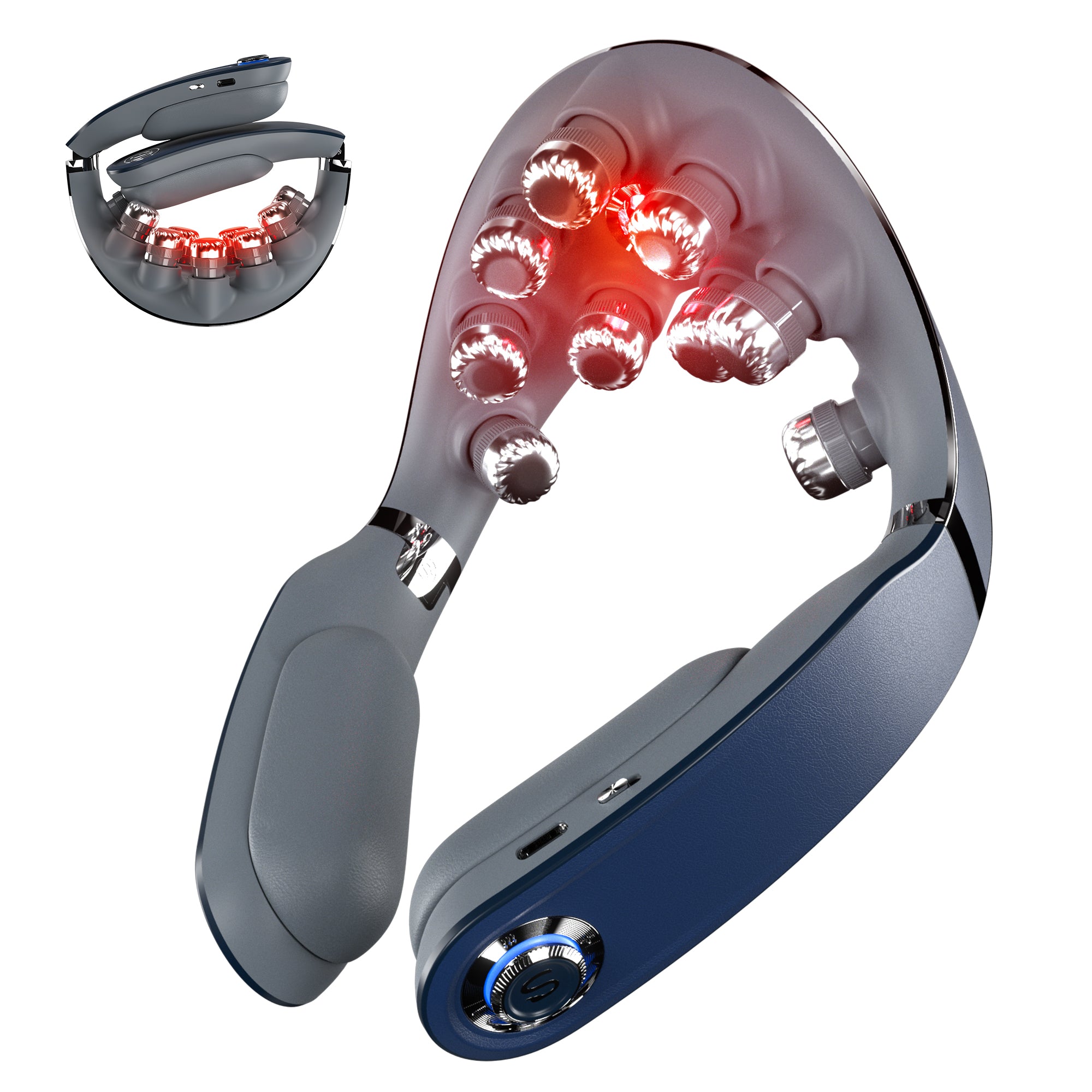 SKG Massagegerät G7 Pro-Fold – EMS, Knetmassage, mit Wärmefunktion – Akku – Blau