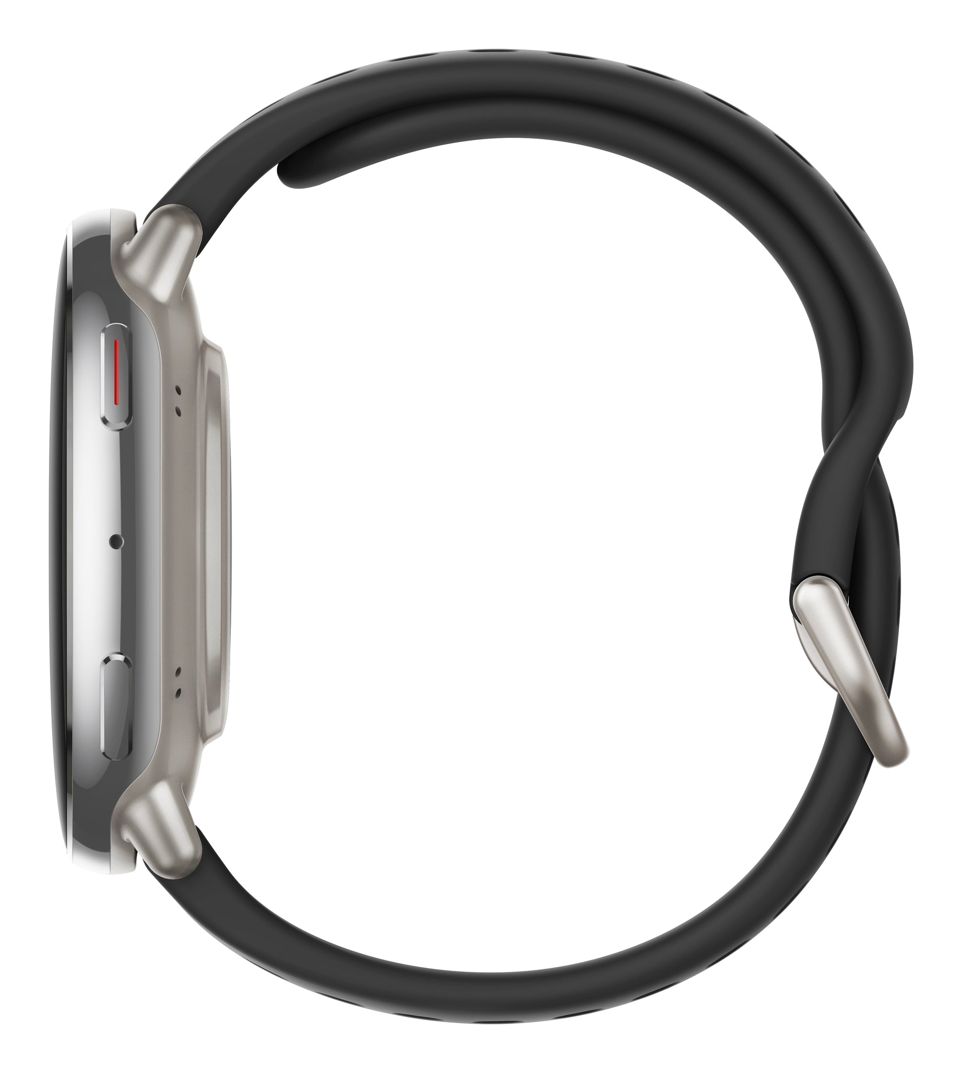 Amazfit Active 2 44 mm GPS – Edelstahl Silber, Lederband Schwarz, 50 m, für iPhone