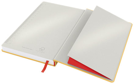 Leitz Notizbuch – A5 – Liniert 5 mm – 80 Seiten – 100 g/m² – Hardcover, Gummiband, Gelb