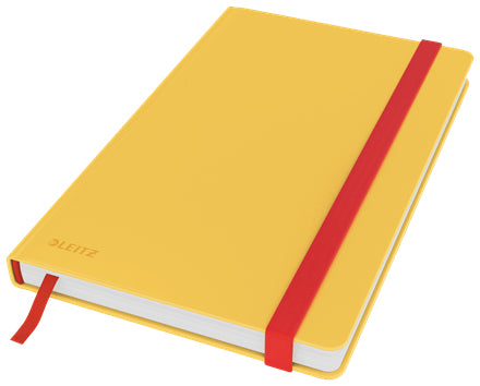 Leitz Notizbuch – A5 – Liniert 5 mm – 80 Seiten – 100 g/m² – Hardcover, Gummiband, Gelb