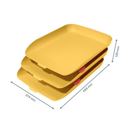 Leitz Cosy – Briefkorb für A4, 3 Fächer, Kunststoff, Gelb, 274 × 120 × 456 mm