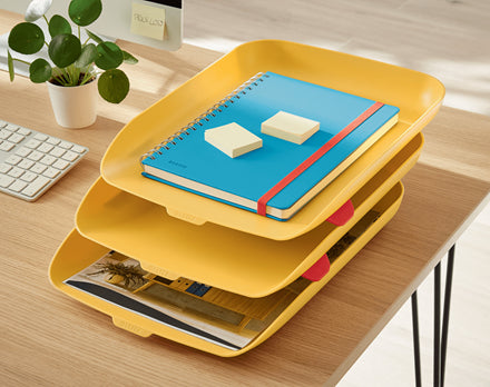 Leitz Cosy – Briefkorb für A4, 3 Fächer, Kunststoff, Gelb, 274 × 120 × 456 mm