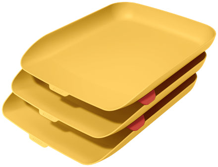 Leitz Cosy – Briefkorb für A4, 3 Fächer, Kunststoff, Gelb, 274 × 120 × 456 mm