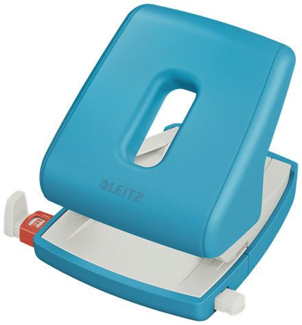 Leitz Bürolocher 50040061 – 2-Loch, Lochabstand 80 mm, 30 Blatt, bis A4, Ø5,5 mm – Blau – Metall