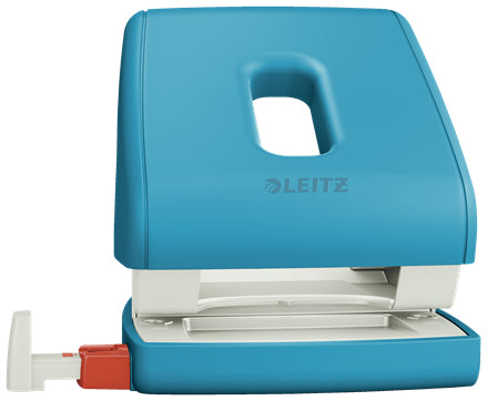 Leitz Bürolocher 50040061 – 2-Loch, Lochabstand 80 mm, 30 Blatt, bis A4, Ø5,5 mm – Blau – Metall