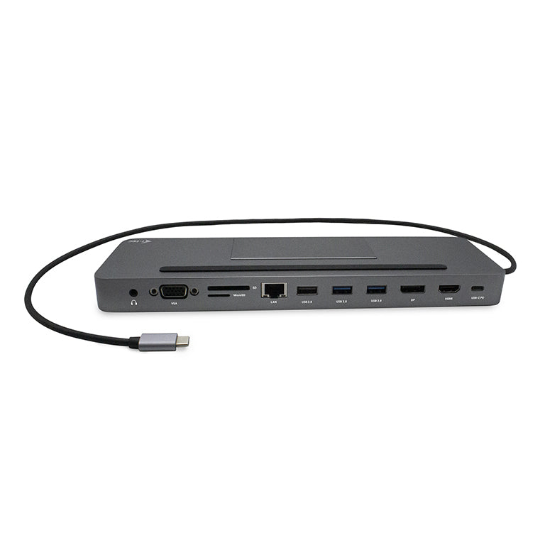 i-tec Dockingstation – USB-C, 1× DP, 1× HDMI, 1× VGA, 4× USB-A, 85 W PD, GbE, SD, 3,5 mm, für Windows/Mac/Linux