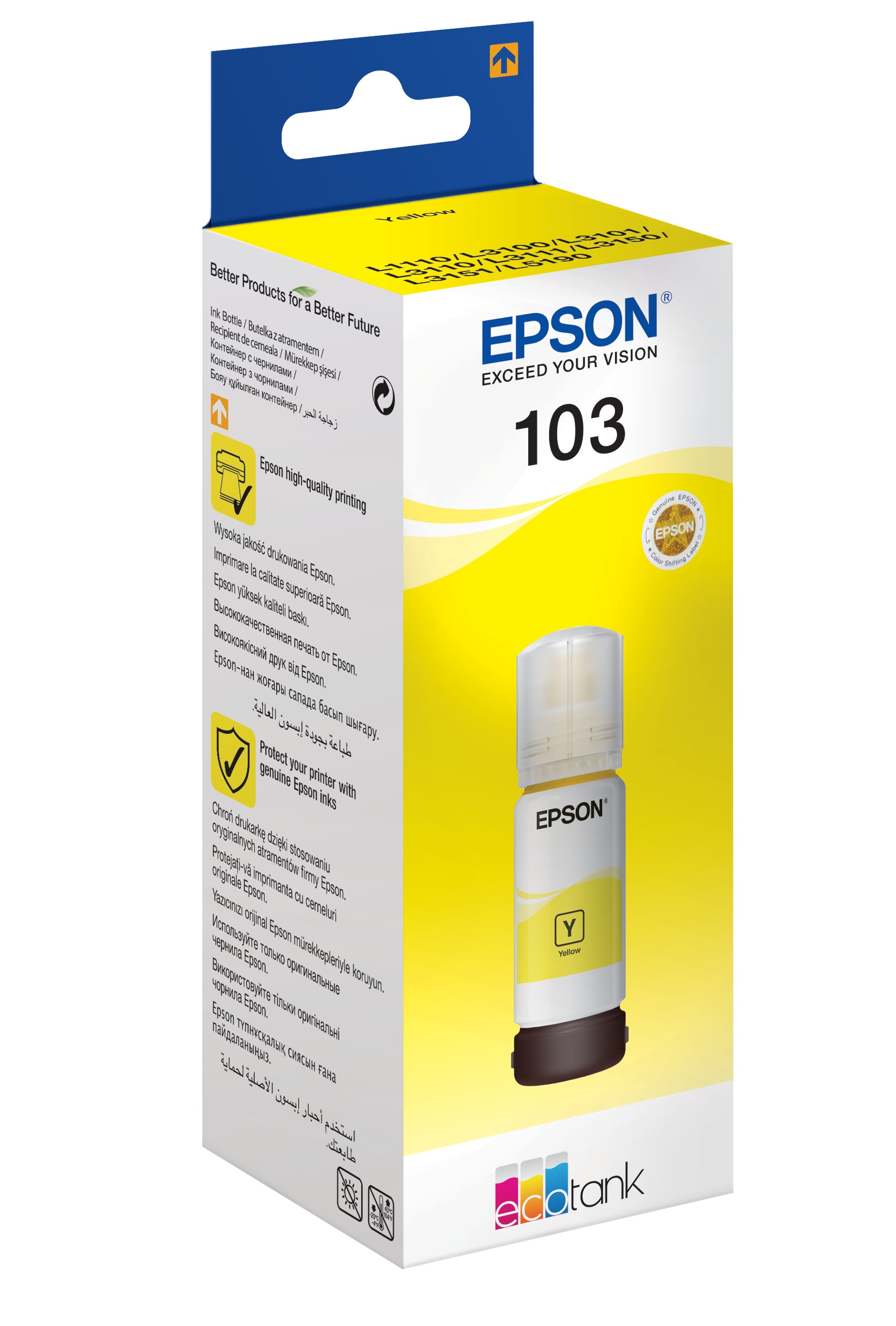 Epson 103 Gelbe Tintenpatrone (Original) – 70 ml – für L1110, L3110/3111, L3150/3151 …