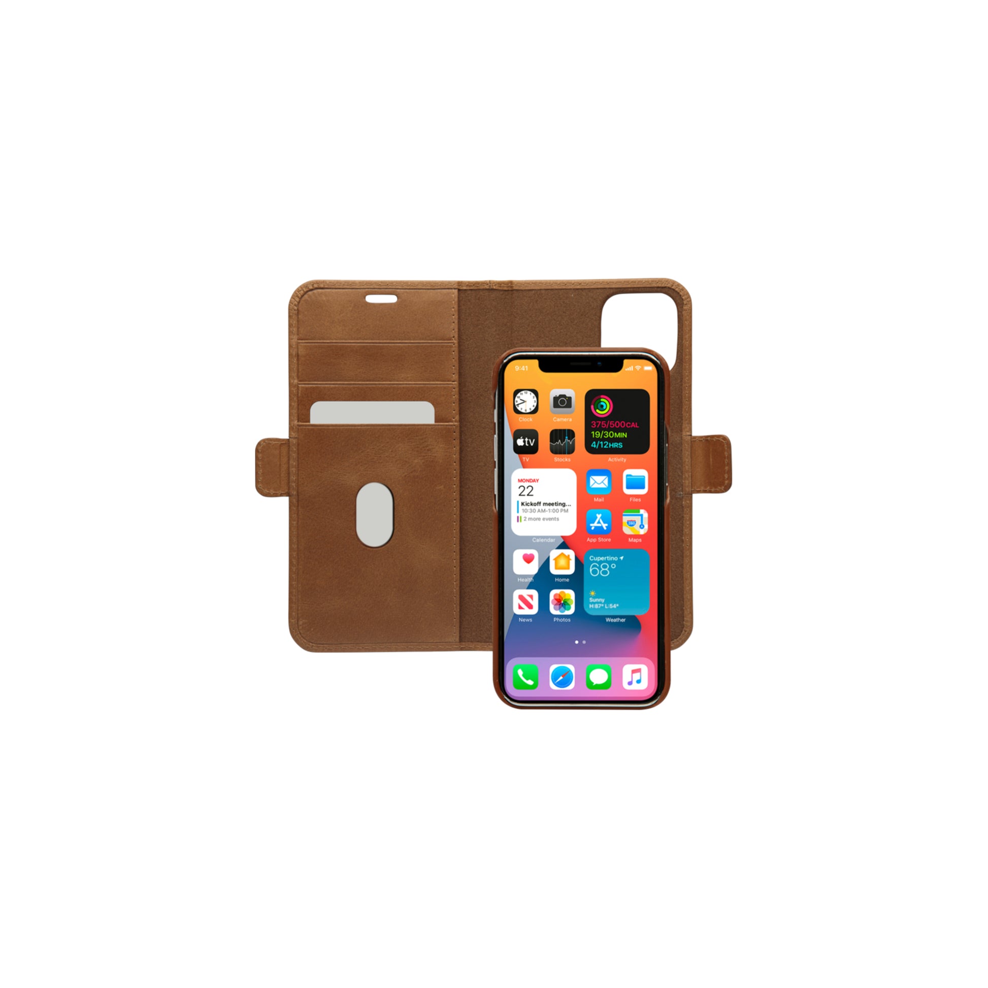 dbramante1928 Lynge Wallethülle – für Apple iPhone 12/12 Pro, 3 Kartenfächer, Leder, Beige, Magnetverschluss