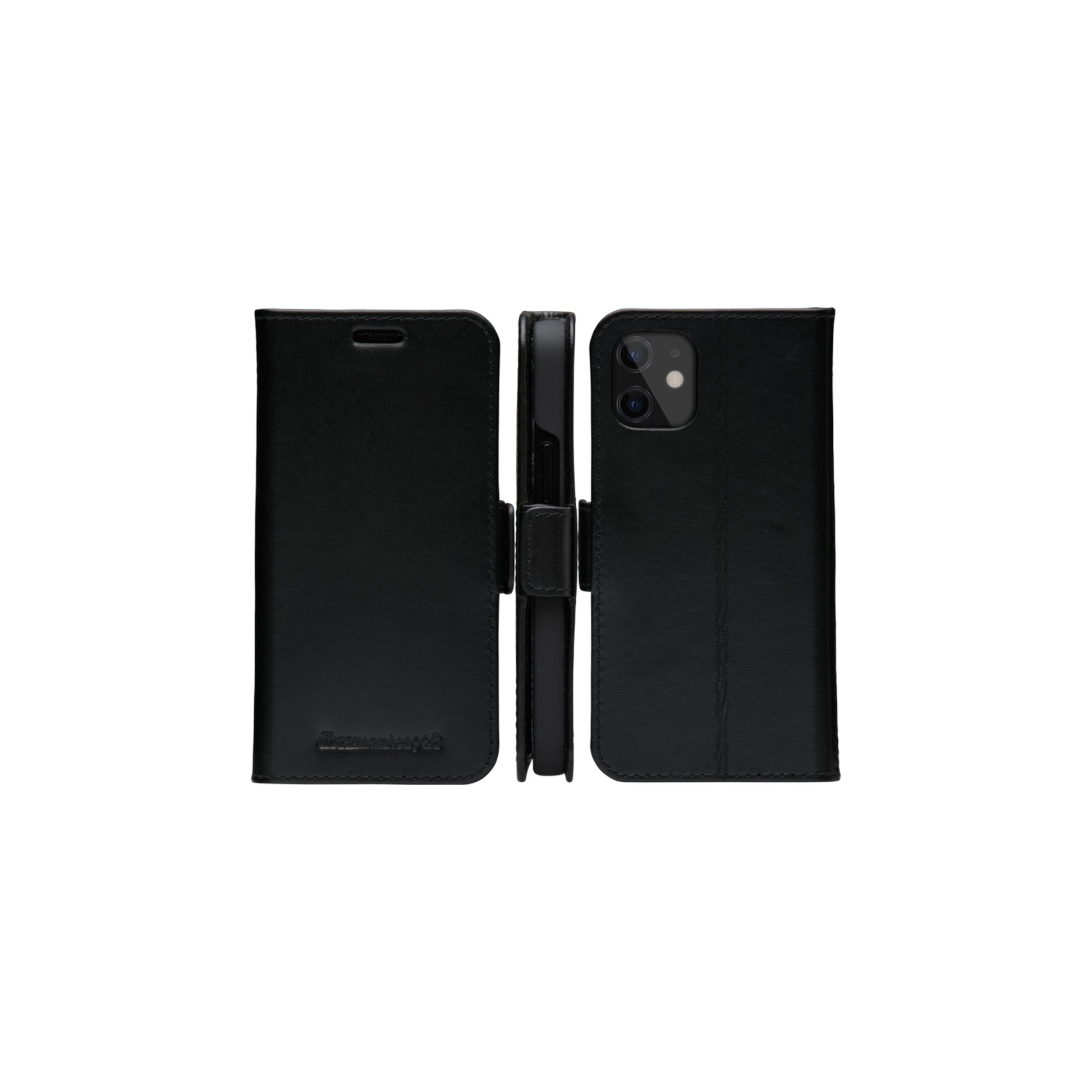 dbramante1928 Copenhagen Slim Wallethülle – für Apple iPhone 12 mini, Leder, Schwarz, Magnetverschluss