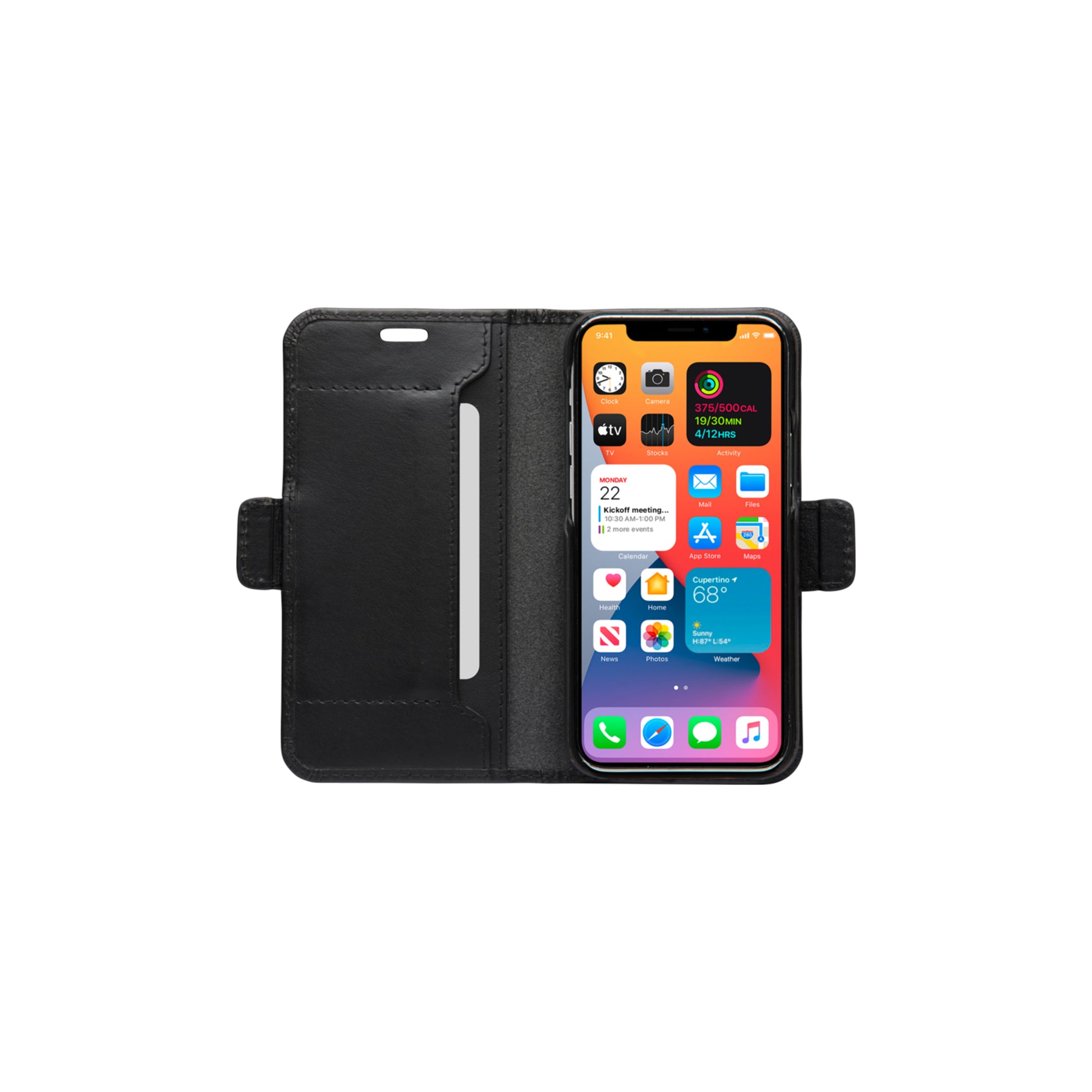 dbramante1928 Copenhagen Slim Wallethülle – für Apple iPhone 12 mini, Leder, Schwarz, Magnetverschluss