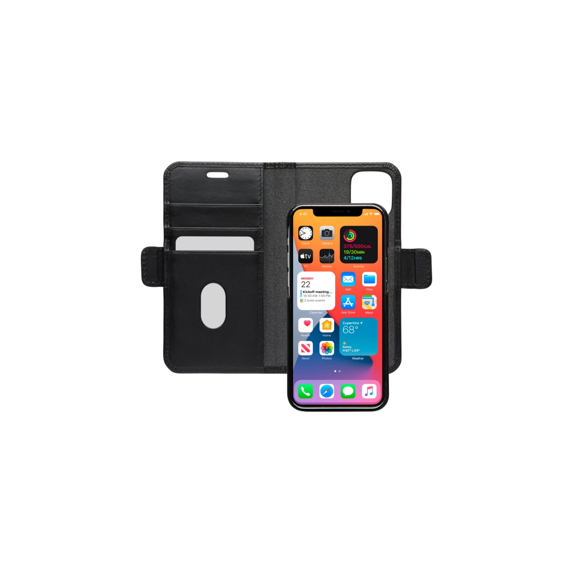 dbramante1928 Lynge Wallethülle – für Apple iPhone 12 mini, 3 Kartenfächer, Leder, schwarz