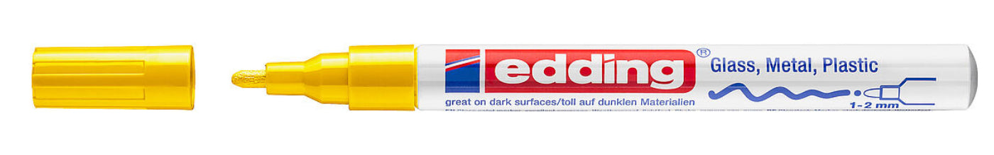Edding Permanentmarker für dunkle und transparente Materialien – Gelb