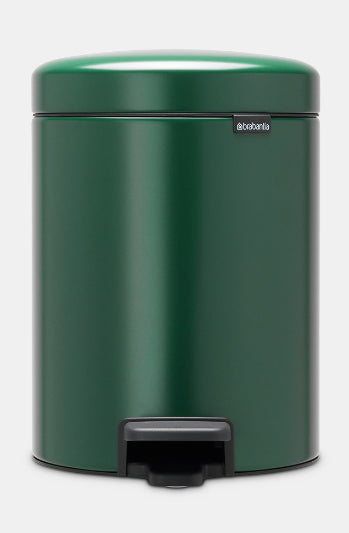 Brabantia Treteimer – 5 l – Edelstahl, rund – Grün – Soft-Close
