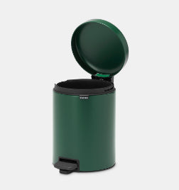 Brabantia Treteimer – 5 l – Edelstahl, rund – Grün – Soft-Close