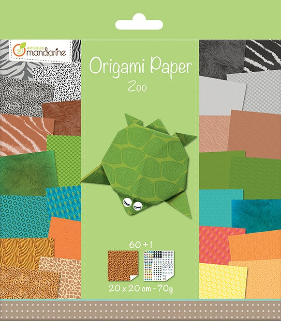 Avenue Mandarine Origamipapier – 20 × 20 cm, Zoo, 70 g/m² – 60 Blatt, PEFC