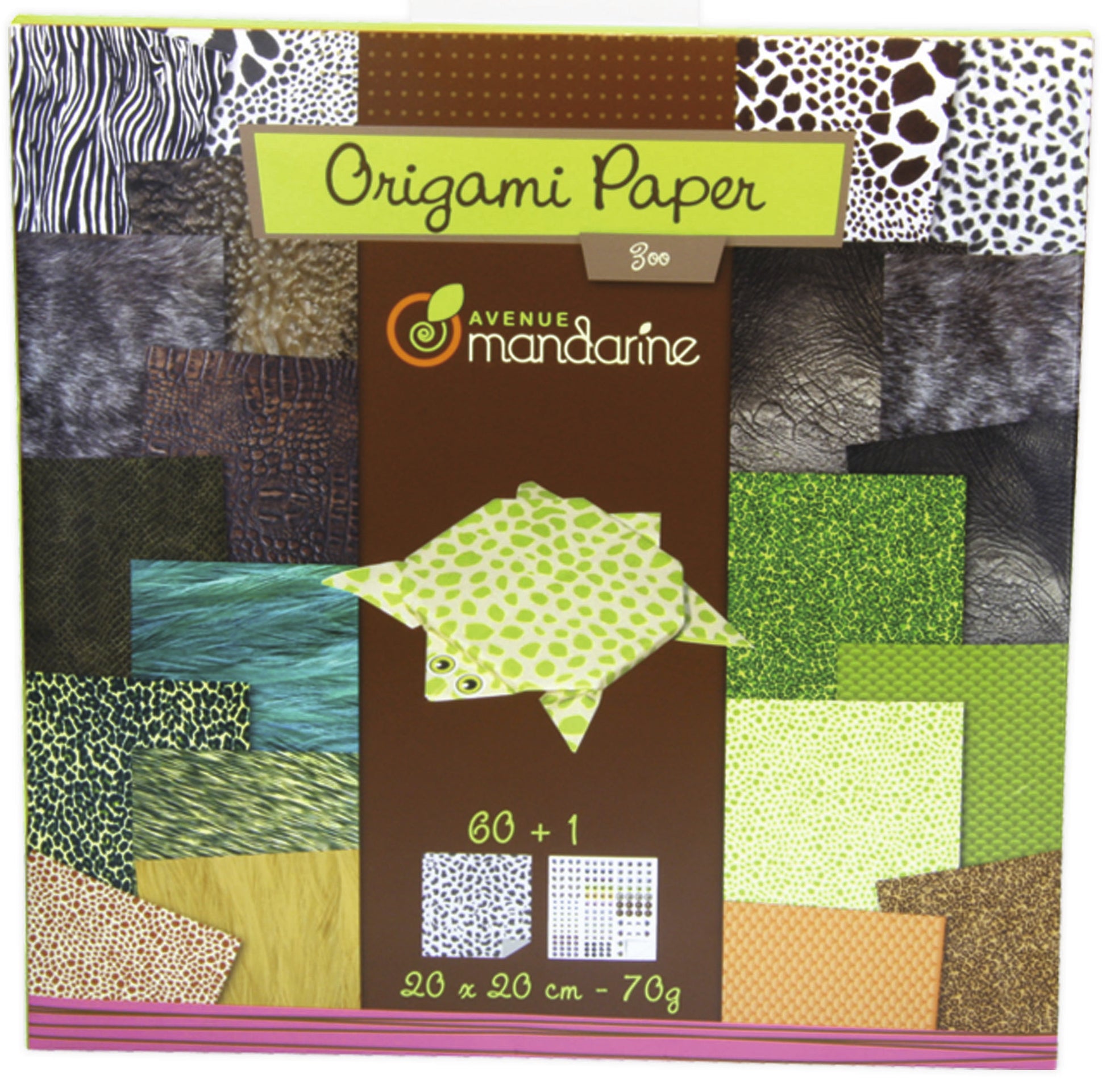 Avenue Mandarine Origamipapier – 20 × 20 cm, Zoo, 70 g/m² – 60 Blatt, PEFC