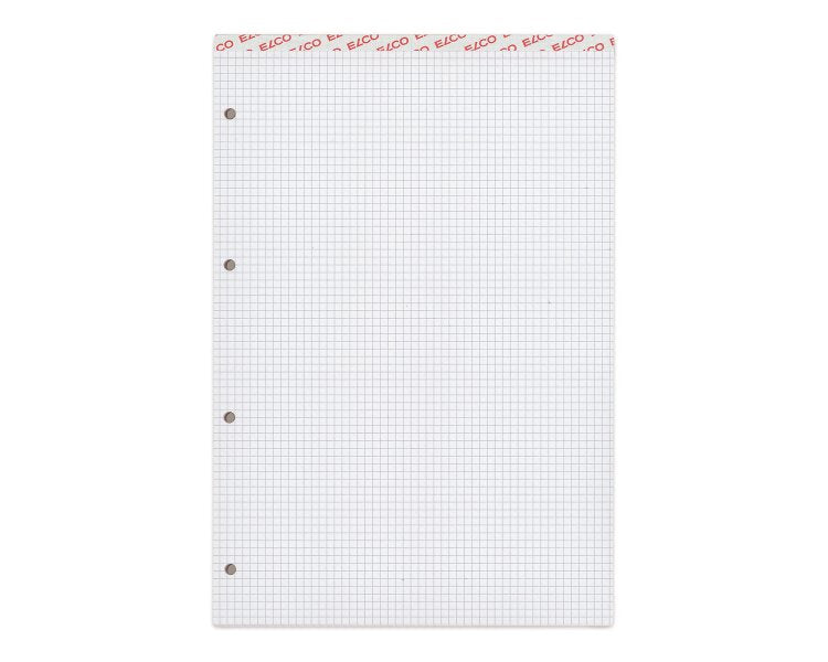 Elco Notizblock A4, kariert 4 mm, geheftet, 100 Blatt, 4-fach gelocht, perforiert, 70 g/m² – weiss