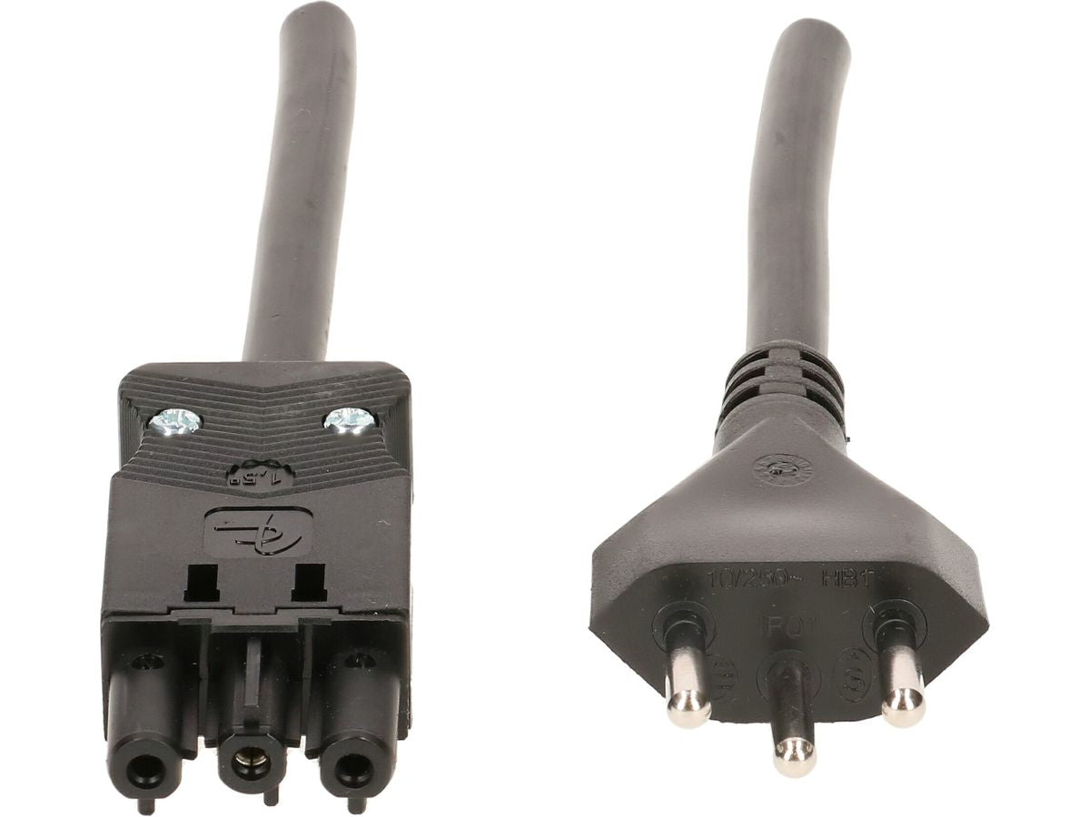Max Hauri AG Netzkabel, T12 auf GST18I3, montiert, 230 V, 5 m, Schwarz, 139973