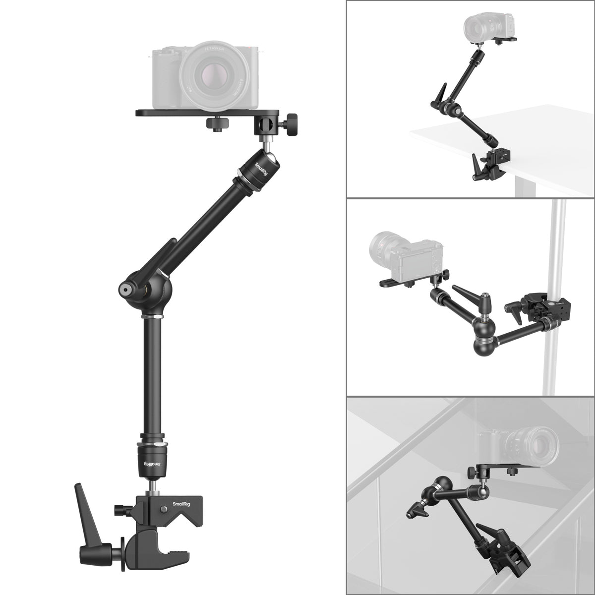 SmallRig 4862 Super Clamp Kit – Halterung mit Magic Arm, 52,4 cm, bis 3 kg, 2-teilig – Aluminium/Schwarz