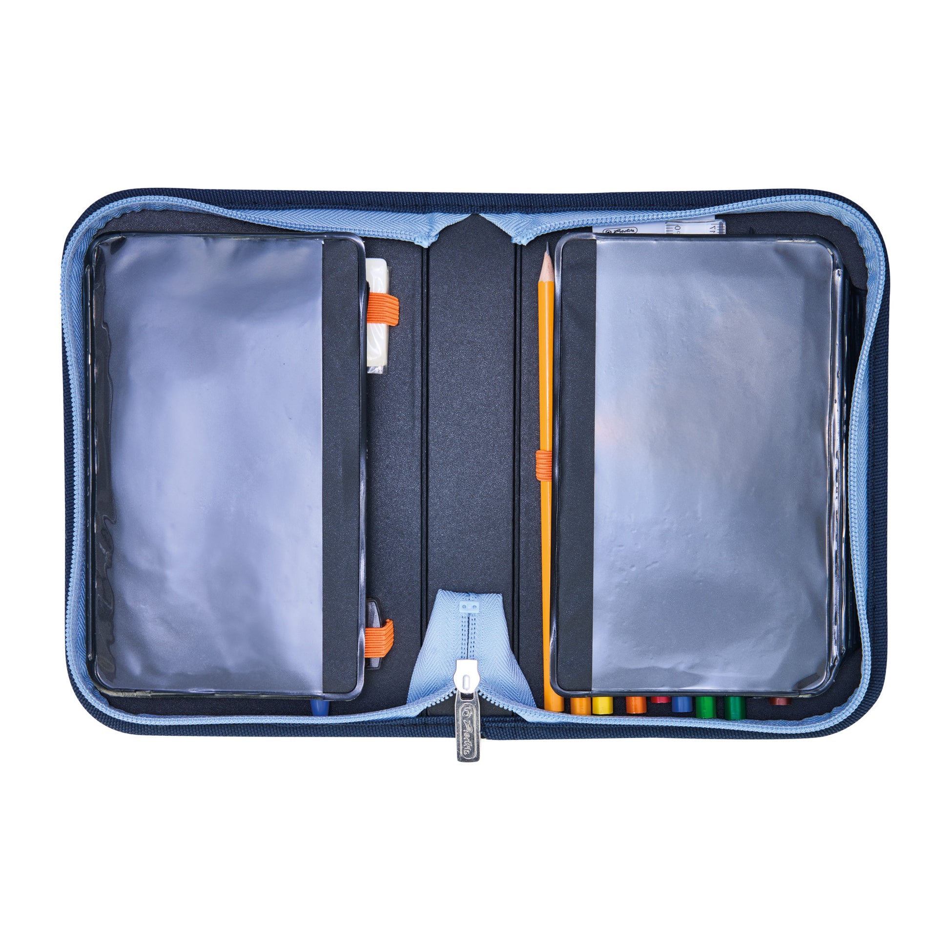 Herlitz Schüleretui, gefüllt (31-teilig), blau, dunkelblau, Polyester, 20,5 × 14 × 3,8 cm
