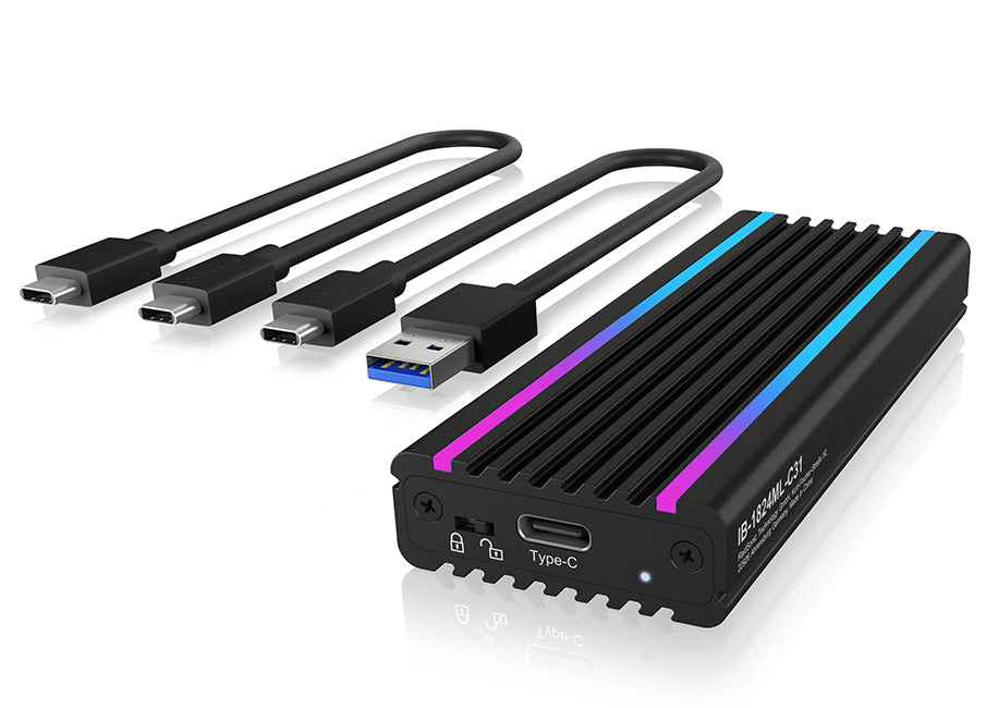 ICY BOX IB-1824ML-C31 – 1-Schacht SSD-Gehäuse – NVMe, PCIe 3.0, USB-C 10 Gbit/s, für M.2 22 mm (30/42/60/80 mm)